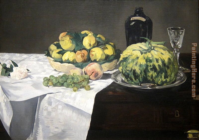 Still Life with Melon and Peaches painting - Edouard Manet Still Life with Melon and Peaches art painting